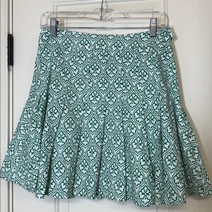 THML Green White Medallion Print Skater Skirt Cotton Flared Size Small